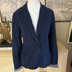 FALCONERI Navy Blue Women Textured Blazer Size Medium